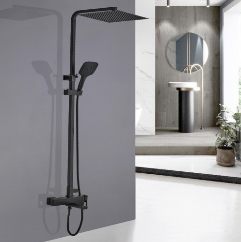 Душевая система ALMAes Tena TVZ-1825 Черная матовая латунь на стену