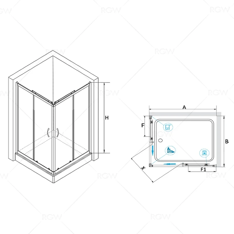 Душевой уголок RGW Passage PA-146B 90x70 020814679-14 профиль Черный стекло прозрачное