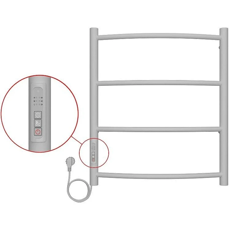 Электрический полотенцесушитель Azario Verona 500x600 П4 AZ04756W диммер слева Белый