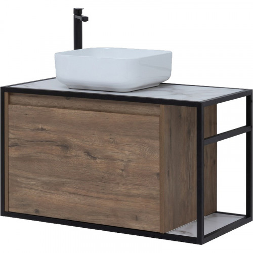 Тумба под раковину Aquanet Nova Lite Loft 90L 261660 подвесная Дуб рустикальный МДФ / ЛДСП