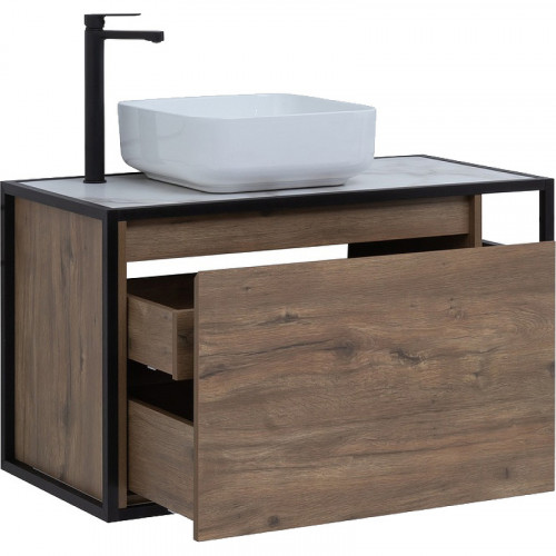 Тумба под раковину Aquanet Nova Lite Loft 90L 261660 подвесная Дуб рустикальный МДФ / ЛДСП