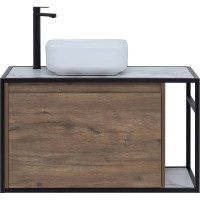 Тумба под раковину Aquanet Nova Lite Loft 90L 261660 подвесная Дуб рустикальный МДФ / ЛДСП