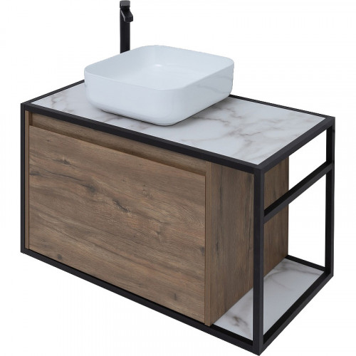 Тумба под раковину Aquanet Nova Lite Loft 90L 261660 подвесная Дуб рустикальный МДФ / ЛДСП