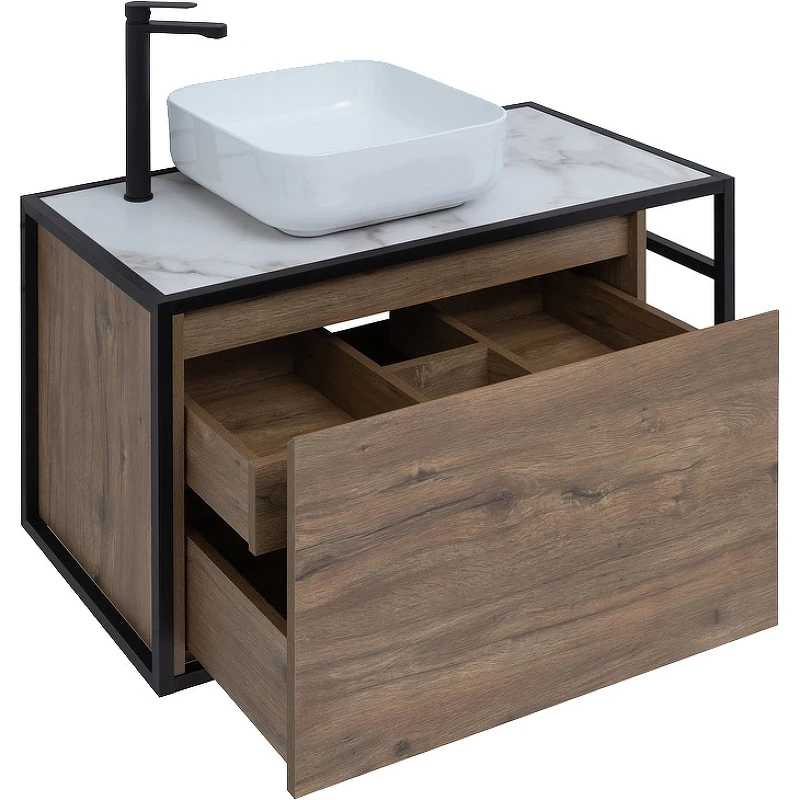 Тумба под раковину Aquanet Nova Lite Loft 90L 261660 подвесная Дуб рустикальный МДФ / ЛДСП