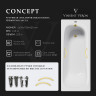 Чугунная ванна Vinsent Veron Concept 165x70 VCO1657042H/VH0015MGD цвет Белый с дугообразными ручками матовое золото
