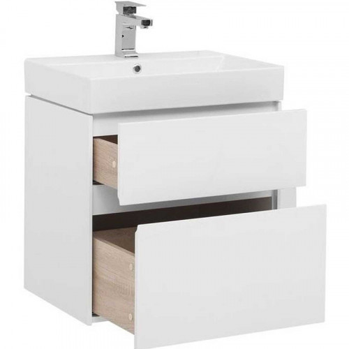 Тумба с раковиной Aquanet Бруклин 70 212597 подвесная Белая МДФ / ЛДСП