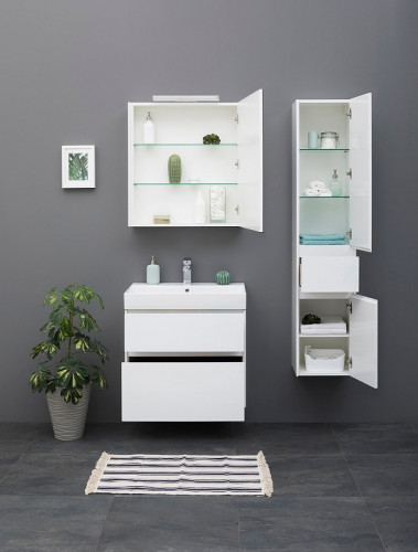 Тумба с раковиной Aquanet Бруклин 70 212597 подвесная Белая МДФ / ЛДСП