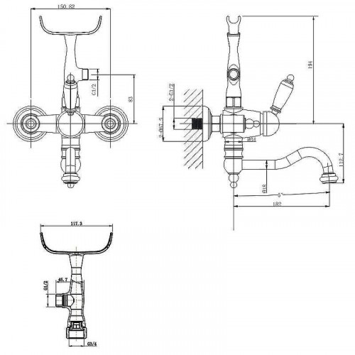 Смеситель для ванны Caprigo Adria-Uno 02-511-vot Бронза