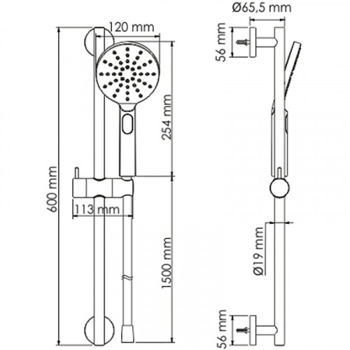 Душевой гарнитур WasserKRAFT A144 Хром нержавеющая сталь на стену