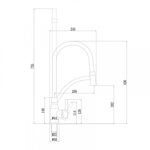 Смеситель для кухни Fmark FS8244Q-01 цвет Графит Черный