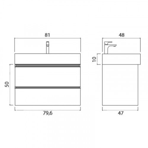 Тумба под раковину Creto Scala 80 3-1078W подвесная Белая глянцевая МДФ / ЛДСП