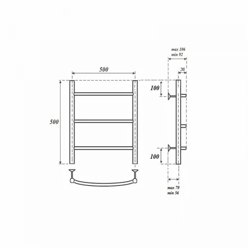 Водяной полотенцесушитель Point Афина PN04155 П3 500x500 Хром