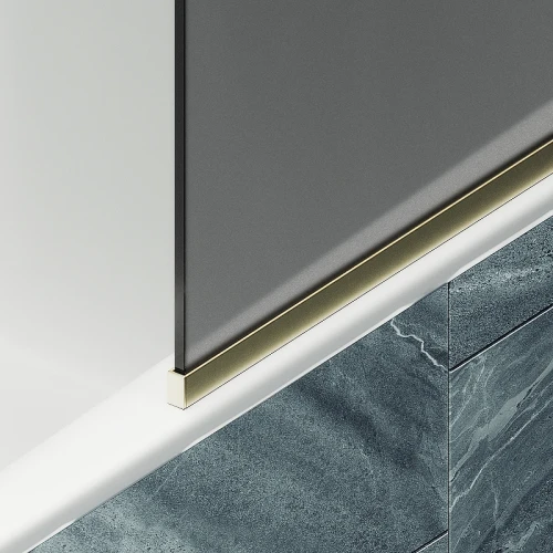 Шторка на ванну Maybah Glass MGV-129-3у 340x1400 в узком профиле Золото стекло графитовое матовое