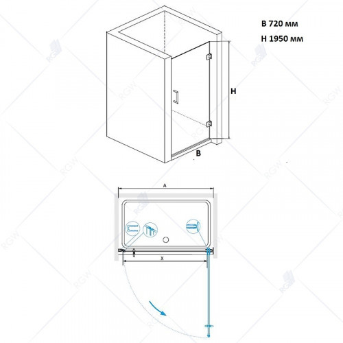 Душевая дверь RGW Hotel HO-011B 80 350601108-14 профиль Черный стекло прозрачное