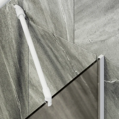 Шторка на ванну Maybah Glass MGV-148-1у 640x1400 в узком профиле Белый стекло бронзовое матовое
