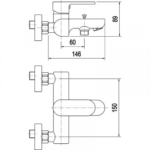 Смеситель для ванны Swedbe Lynx 2330 Хром латунь на стену