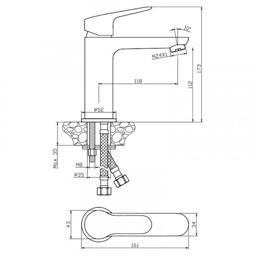 Смеситель для раковины WesnaArt Tis TIS21-210 Хром