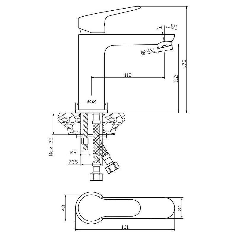 Смеситель для раковины WesnaArt Tis TIS21-210 Хром
