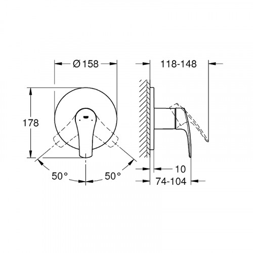 Смеситель для душа Grohe Eurosmart 24042003 Хром латунь встраиваемый