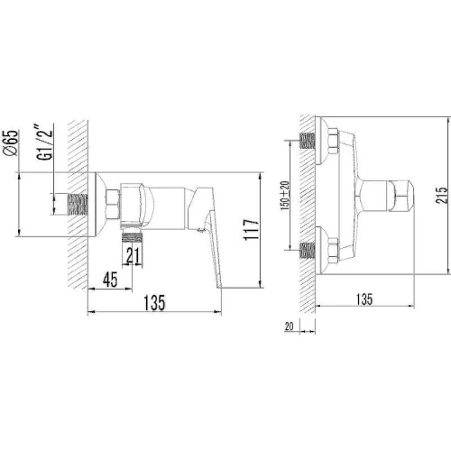 Смеситель для душа Azario Castelo AZ-VJC338274C Хром