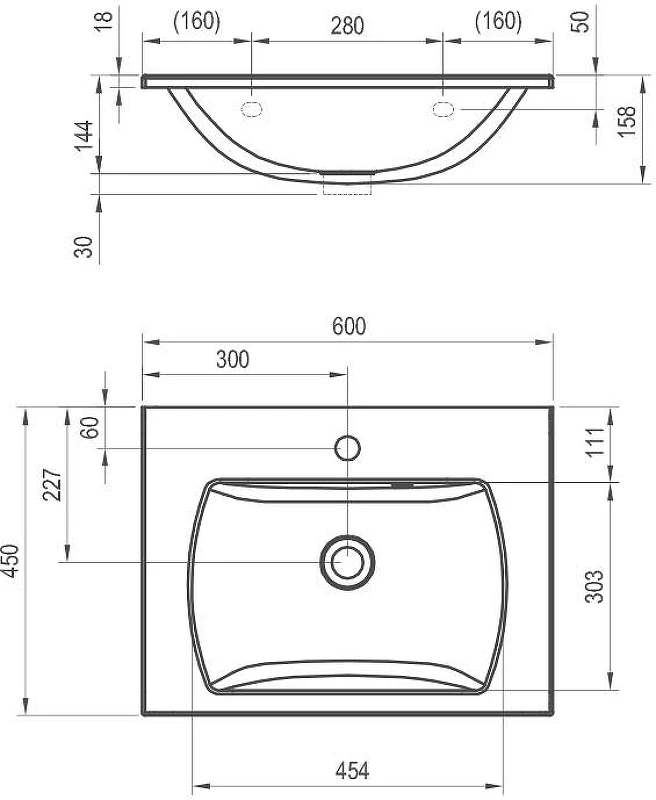 Мебельная раковина Ravak Classic II Slim 60 XJX01160004 цвет Белый