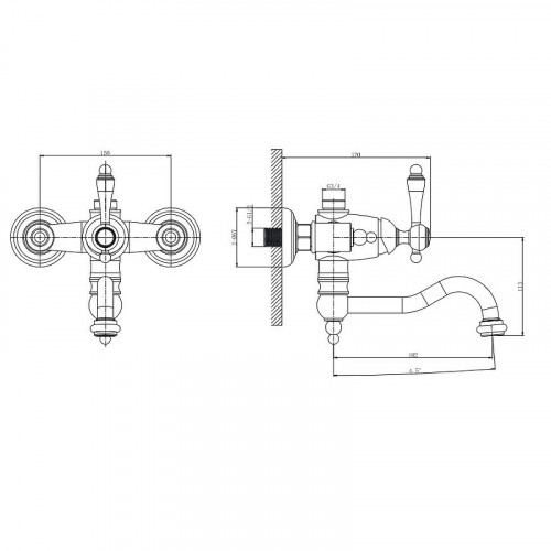 Смеситель для ванны Caprigo Fonte 12-519-vot Бронза латунь на стену