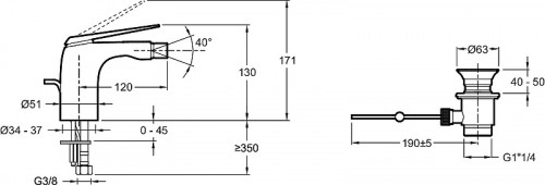 Смеситель для биде Jacob Delafon Avid E97014-BN Никель латунь