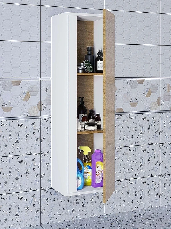 Шкаф пенал Uperwood Barsa 35 293020529 подвесной цвет Белый матовый Дуб сонома