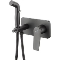 Гигиенический душ со смесителем Lemark Bronx LM3720BL Черный латунь на стену