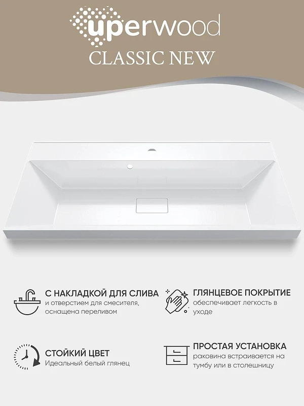 Раковина Uperwood Classic New 100 291021041 цвет Белый глянцевый