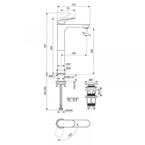 Смеситель для раковины Ideal Standard Ceralife O BE013AA цвет Хром