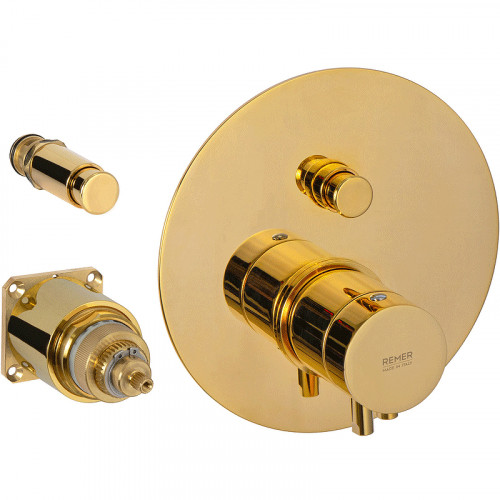 Смеситель для душа Remer Minimal Thermo NT09KBDO с термостатом Золото латунь встраиваемый