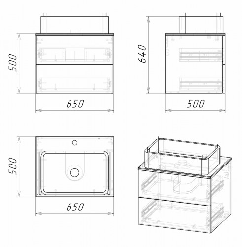 Тумба под раковину Grossman Альба 65 106503 подвесная Веллингтон Белый МДФ / ЛДСП