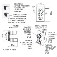 Смеситель для душа Remer Qubica Thermo QT937 с термостатом Хром латунь встраиваемый