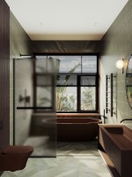 Душевая перегородка Maybah Glass MGD-722-6у 690x1950 в узком профиле Черный стекло бронзовое матовое