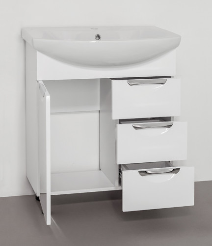 Тумба под раковину Style Line Жасмин 70 Белый глянец МДФ / ЛДСП
