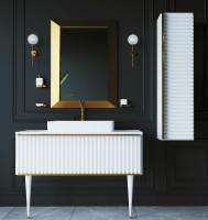 Шкаф пенал Boheme Armadi Art Vallessi Avantgarde Canale 35 846-WG подвесной Белый Золото МДФ / ЛДСП
