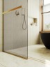 Душевая перегородка Maybah Glass MGD-728-3у 790x1950 в узком профиле Золото стекло бронзовое матовое