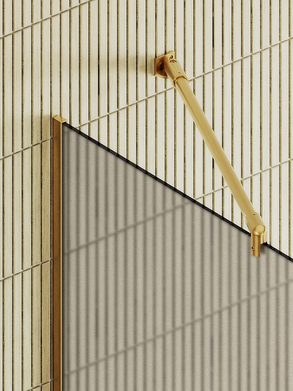 Душевая перегородка Maybah Glass MGD-728-3у 790x1950 в узком профиле Золото стекло бронзовое матовое