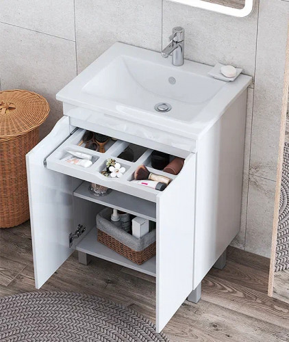 Тумба под раковину Vigo Grani 60 tn.GRI.ELI.60.2D Белая МДФ / ЛДСП