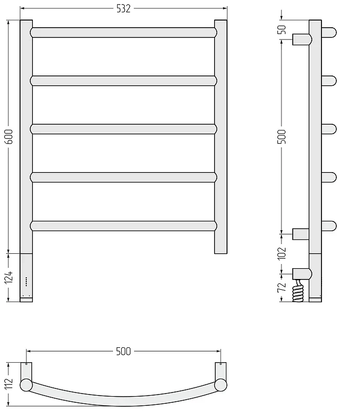 Электрический полотенцесушитель Сунержа Галант 3.1 60x50 00-6000-6050 Без покрытия