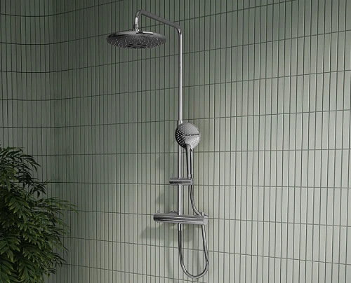 Душевая система Vitra Aquaheat A47205EXP с термостатом Хром латунь на стену