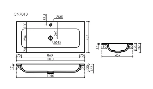 Мебельная раковина Ceramicanova Grace 100 CN7013MH цвет Антрацит матовый