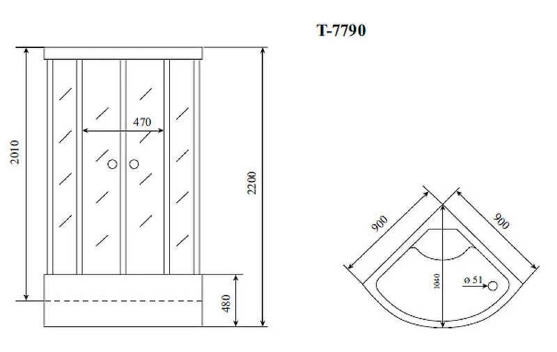 Душевая кабина Timo Lux 90x90 T-7790 с гидромассажем