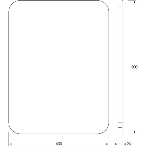 Зеркало Defesto Opti 60x80 DF 2817R с подсветкой 25W-3000К/ИК - выключатель/Теплый белый свет