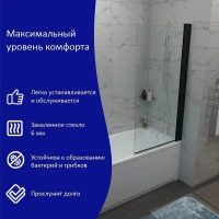 Шторка на ванну ARAGUT SL-блэк 75х140 Щ0000067926 профиль Черный матовый стекло прозрачное