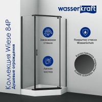 Душевой уголок WasserKRAFT Wiese 90x90 84P11 профиль Черный матовый стекло прозрачное