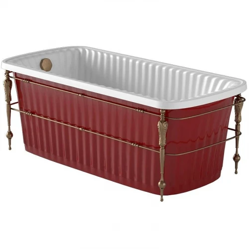 Ванна из искусственного камня Migliore Olivia Console 174x80 24267 панель Красная консоль Бронза