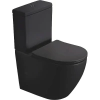Унитаз компакт SantiLine SL-5016MB Черный матовый с бачком и сиденьем Микролифт фаянс напольный