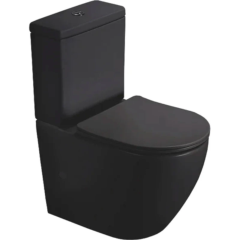 Унитаз компакт SantiLine SL-5016MB Черный матовый с бачком и сиденьем Микролифт фаянс напольный